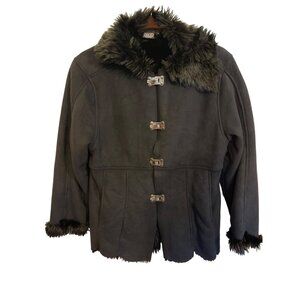 Nils Sportswear Black Faux Fur Trim Womens Coat Size S